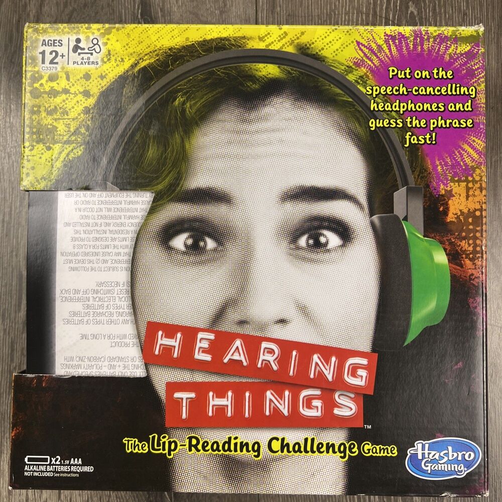 Hasbro Gaming Hearing Things Lip Reading Game w/ Speech-Cancelling Headphones